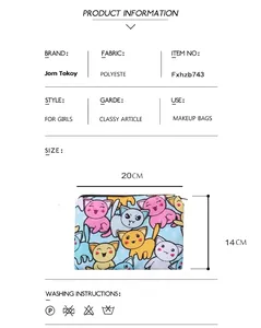 Cute 3D cartoon cat makeup bag in polyester with multi-color print and zip closure