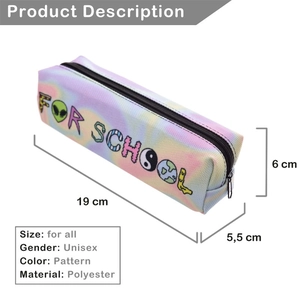 Tie-dye alien oxford cosmetic bag and pencil case with colorful 3D print and zipper