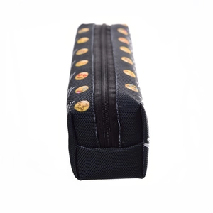 Black Oxford 3D emoji print makeup bag and pencil case with durable metal zipper closure