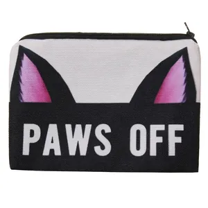 Borsa Cosmetica Quadrata con Stampa 3D a Forma di Orecchie di Gatto per Donna Organizer per Trucco Paws Off Borsa da Toeletta Portatile