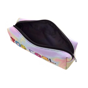 3D colorful alien oxford cosmetic bag with rainbow gradient and cartoon patterns