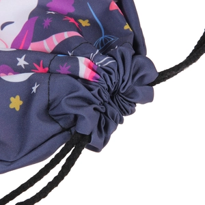 3D star print drawstring backpack made of durable polyester with secure braided ropes
