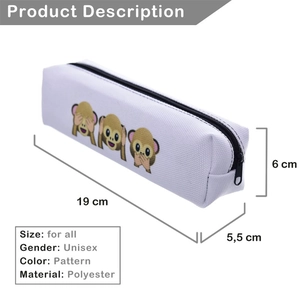 3D printed three wise monkeys oxford cosmetic bag with dimensions 19cm x 6cm x 5.5cm