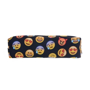 Cartoon emoji print oxford makeup pouch with durable zipper and fun pattern design