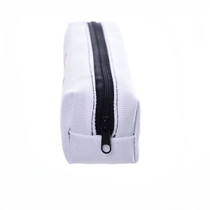 3D monkey print Oxford makeup bag with black zipper on white minimalist background