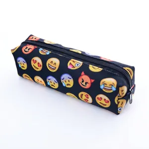 Emoji Print Oxford Cloth Cosmetic Bag For Women Fun Expression Pattern Multi-functional Travel Toiletry Storage Pouch Pencil Case