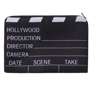 Trousse à Maquillage Créative Imprimée Claquette de Cinéma en Polyester Portable Rangement Maquillage Voyage Trousse de Toilette