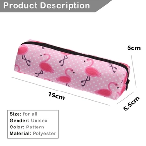 Pink flamingo canvas makeup bag and pencil case with size 19cm x 6cm x 5.5cm