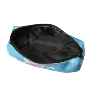 Rainbow unicorn oxford fabric makeup bag with cute cartoon prints and black zipper closure
