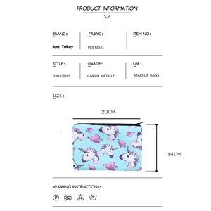 Beauty case in poliestere con stampa unicorno per donna con cerniera e dimensioni 20cm x 14cm