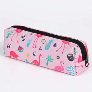 Flamingo Print Cosmetic Bag Oxford Cloth Tropical Pattern Makeup Bag Portable Travel Toiletry Organizer Pencil Case For Women