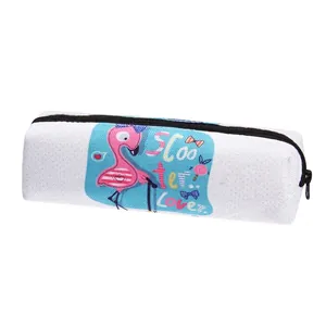 Cartoon Flamingo Digital Print Oxford Cosmetic Bag Travel Stationery Pouch Portable Rectangular Makeup Bag For Women School Office