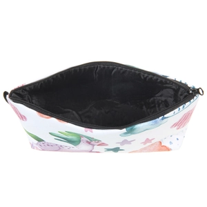 Portable unicorn print makeup bag with zipper and large capacity for travel storage