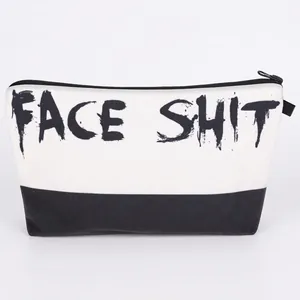Women's Fashion Letter Print Makeup Bag Portable Polyester Toiletry Storage Pouch With Zipper Closure For Travel Daily Use