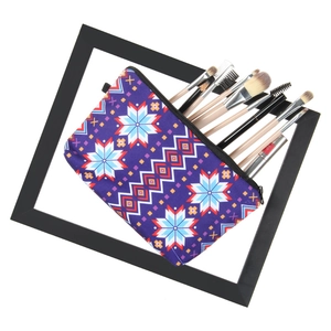 Trousse à maquillage à motif géométrique ethnique avec pinceaux professionnels