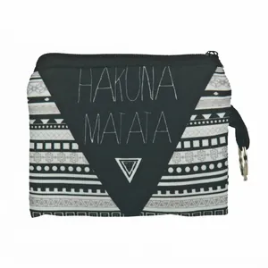 Ethno-Canvas-Geldbeutel mit Hakuna Matata-Schriftzug und Metall-Reißverschlussring