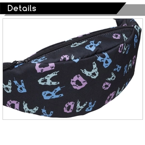 Outdoor digital print fanny pack with colorful skull pattern and RAD lettering