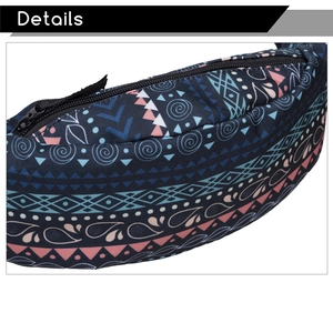 Outdoor sports waist bag with vintage geometric tribal print and durable zipper