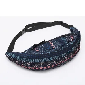 Bohemian Geometric Print Waist Bag Polyester Tribal Pattern Fanny Pack For Women Outdoor Travel Running Belt Bag