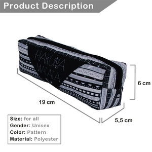 Hakuna Matata patterned cosmetic bag with geometric tribal print and 3D dimensions