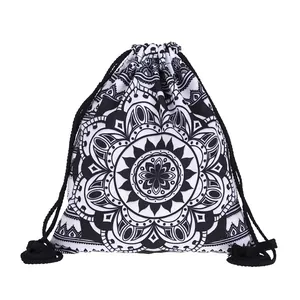 Mandala Kordelzug Rucksack Polyester Leichter Reise Aufbewahrungsbeutel Böhmischer Stil Geometrisches Blumenmuster Für Damen Herren Kinder