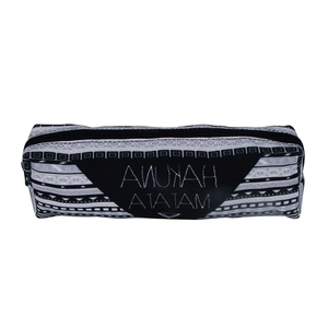 HAKUNA MATATA digital print storage bag with black and white geometric stripe design