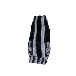 Hakuna Matata digital print makeup bag with black and white geometric woven pattern