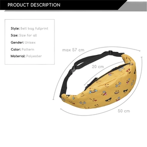 Sac banane unisexe en polyester jaune avec imprimé emoji et sangle ajustable