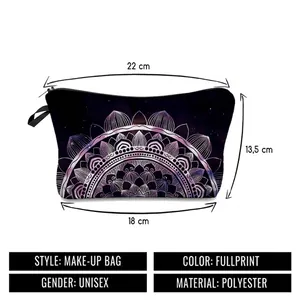Mandala print makeup bag in polyester with size dimensions 22x18x13.5cm for women
