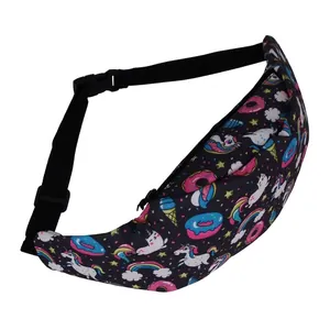Women Fashion Digital Printed Waist Bag Cartoon Unicorn Flamingo Fanny Pack Adjustable Sports Travel Shoulder Chest Bag