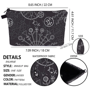Digital print makeup bag with astrology patterns and waterproof polyester fabric