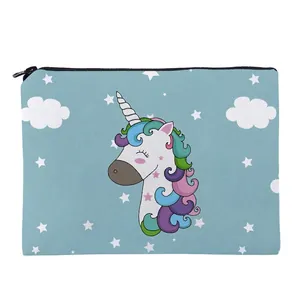 Cartoon Unicorn Pattern Makeup Bag Oxford Cloth Digital Print Toiletry Case Portable Cosmetic Pouch Stationery Organizer For Women
