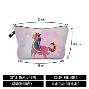 Kosmetiktasche aus Polyester mit Alpaka-Druck und Maßen 22x13,5x18 cm
