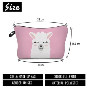 Pochette trucchi con stampa alpaca per donna, borsa da viaggio multifunzionale