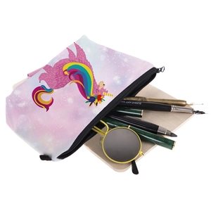 Digitale Druck Alpaka-Muster Make-up Tasche mit süßem Einhorn-Design und schwarzem Reißverschluss