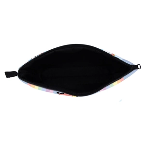 Waterproof digital print makeup bag with rainbow stripes and dinosaur pattern for travel