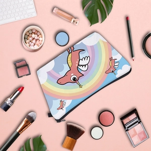 Waterproof digital print makeup bag with cute dinosaur pattern for women travel