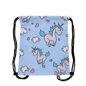 Zaino Con Coulisse Con Stampa Unicorno Per Bambini Borsa Di Stoccaggio Leggera In Poliestere Sacca Cartoon Per Scuola Viaggi Quotidiana