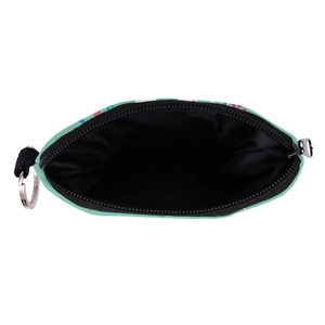 Waterproof mint green alpaca pattern coin purse with metal keychain and black zipper