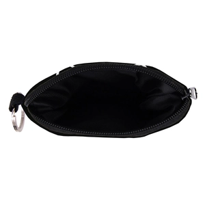Waterproof black cat-shaped mini coin purse with metal keychain and zipper storage