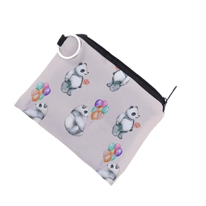Wasserdichte Panda-Münztasche mit Reißverschluss und tragbarer Metall-Schlüsselringschlaufe