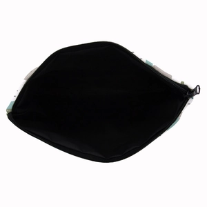 Artistic canvas cosmetic bag with dinosaur pattern and wide black zipper opening