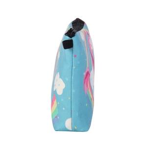 Beauty case azzurro con unicorno e arcobaleno per il trucco e i viaggi