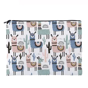 Cartoon Alpaca Cactus Print Portable Oxford Makeup Bag Women Travel Cosmetic Zipper Storage Case Organizer