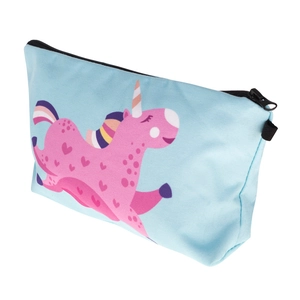 Vue détaillée de la fermeture éclair noire et de la sangle du sac licorne rose