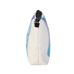 Trousse de toilette portable avec motif éléphant de dessin animé et pois bleu clair