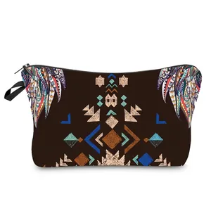Bohemian Tribal Geometric Print Cosmetic Bag Polyester Travel Makeup Organizer Toiletry Storage Bag For Women Daily Toiletry