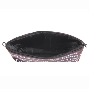 Black canvas travel makeup bag with white alphabet prints and large capacity storage