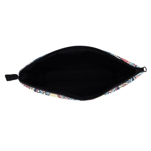 Portable mandala print cosmetic travel bag with zipper closure and floral ethnic pattern