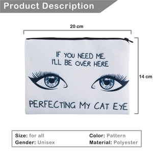 Make-up Tasche aus Polyester mit blauem Augen-Aufdruck und Reißverschluss, Größe 20x14 cm